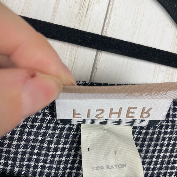 Eileen Fisher black and white gingham long sleeve button down medium - Picture 5 of 6